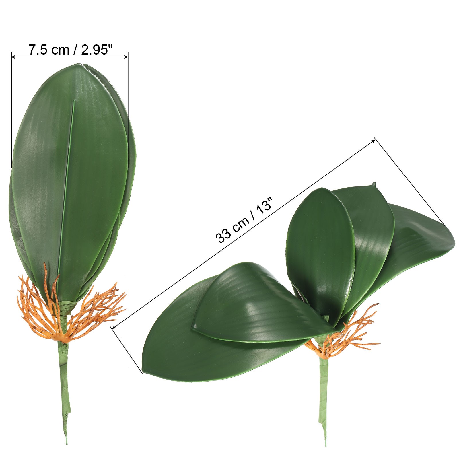 3 Pcs 9.45 Inch Faux Orchid Leaves 5 Petals Artificial Leaf with Stems