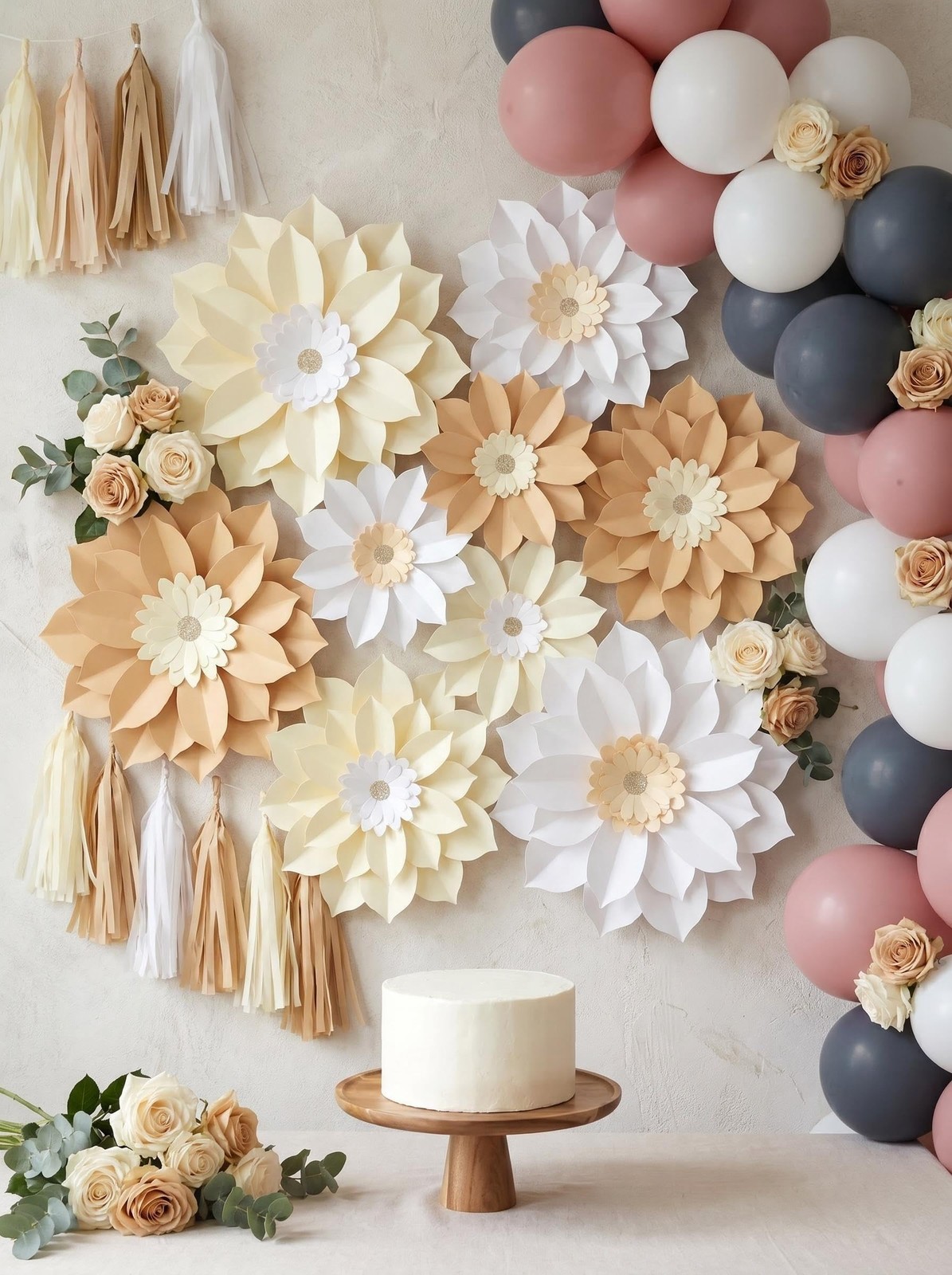 Rustic Wedding Wall Decor- Assorted 6-10 Inch Ivory Cream White Flowers for N…