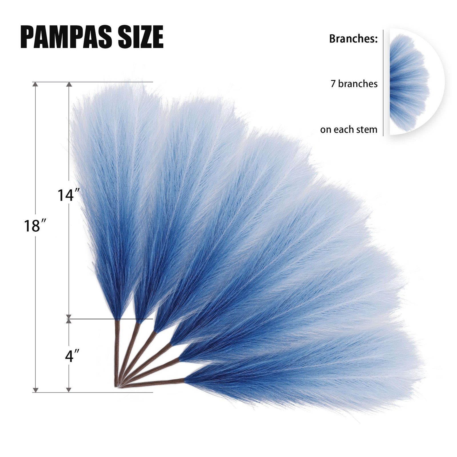 6 PCS Faux Pampas Grass Arrangement – 18″/45cm Artificial Fluffy Pompous Gras…