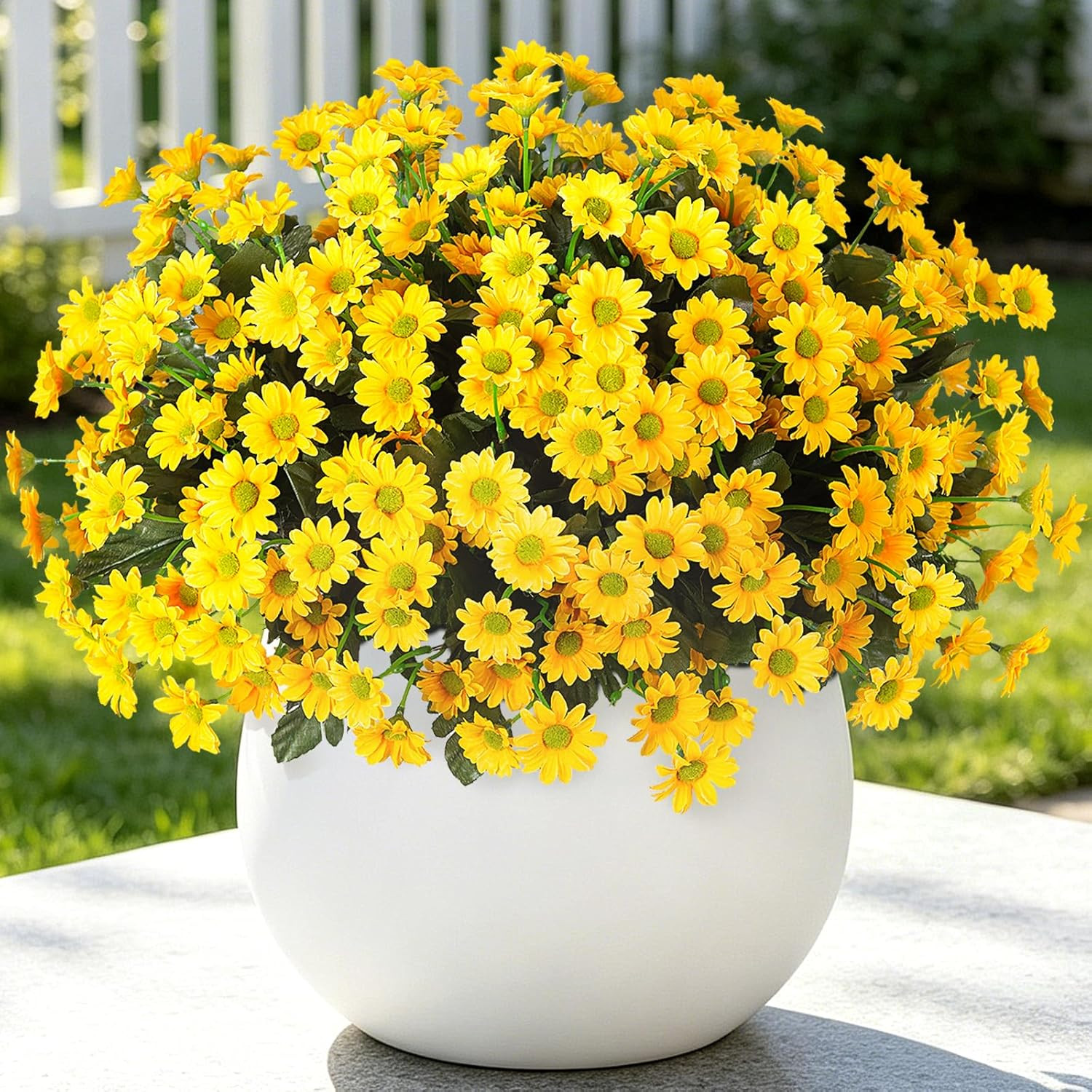 Fake Mums Fall Artificial Flowers for Outdoor Decoration, 6 Bundles Faux Silk Da