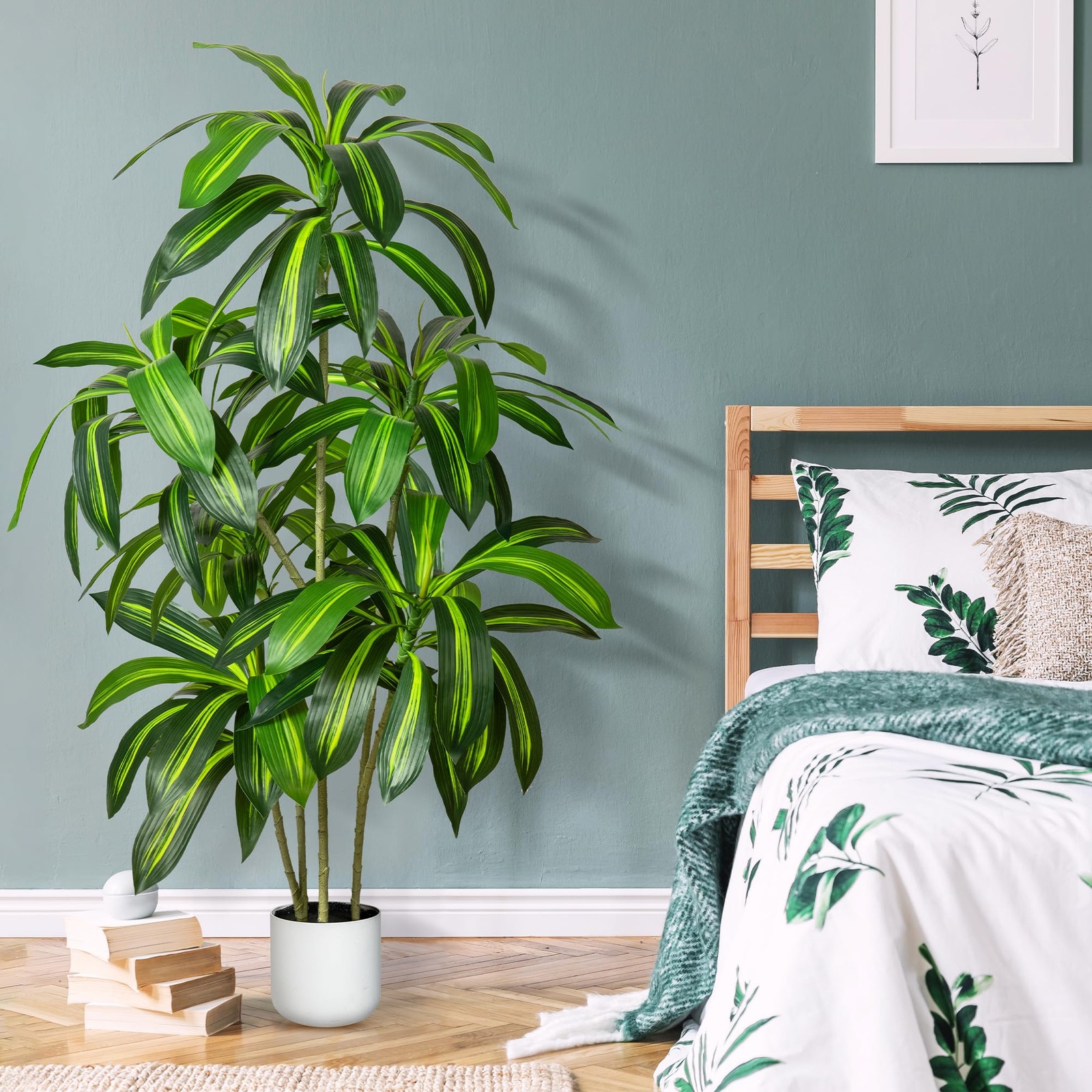 Artificial 5ft, Dark Green, Light Green Highlights Yellow-green Stripes