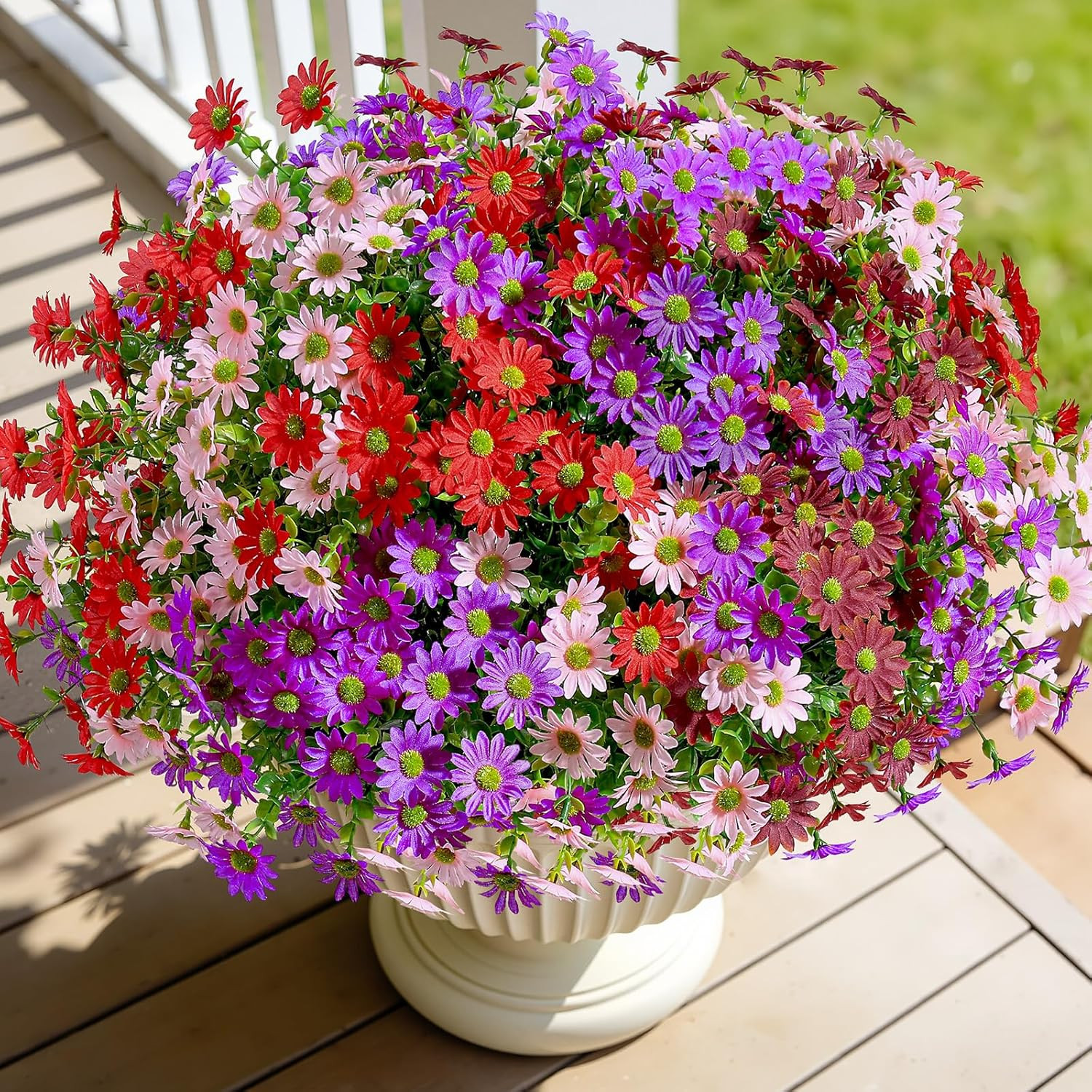 Alupssuc 20 Bundles Artificial Daisies Flowers Fake Plant for Indoor Outdoor Dec