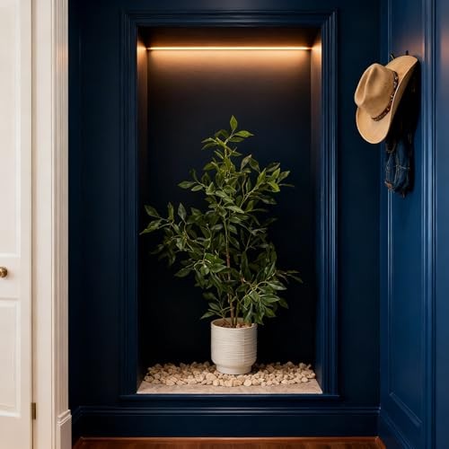 Artificial Potted Plants Indoor,27″ Faux Plants Ficus Leaves Trees with Green