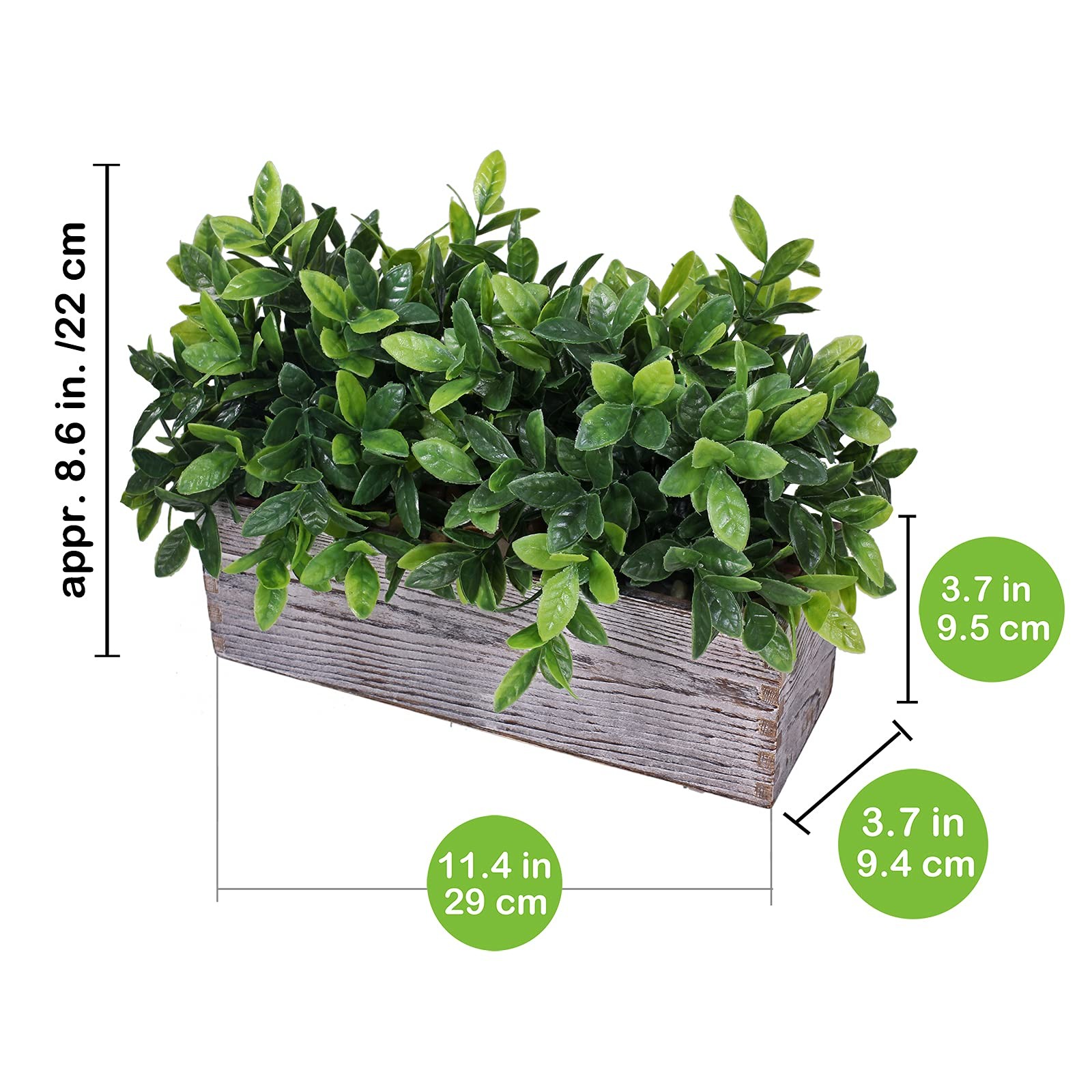 Winlyn Artificial Eucalyptus Plant in Rustic Rectangular Wooden Planter Box F…