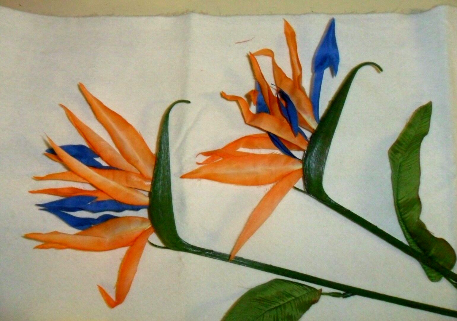 Vintage Bird of Paradise Artificial Flowers 4″ x 4″ on 16″ Stem Set of 2