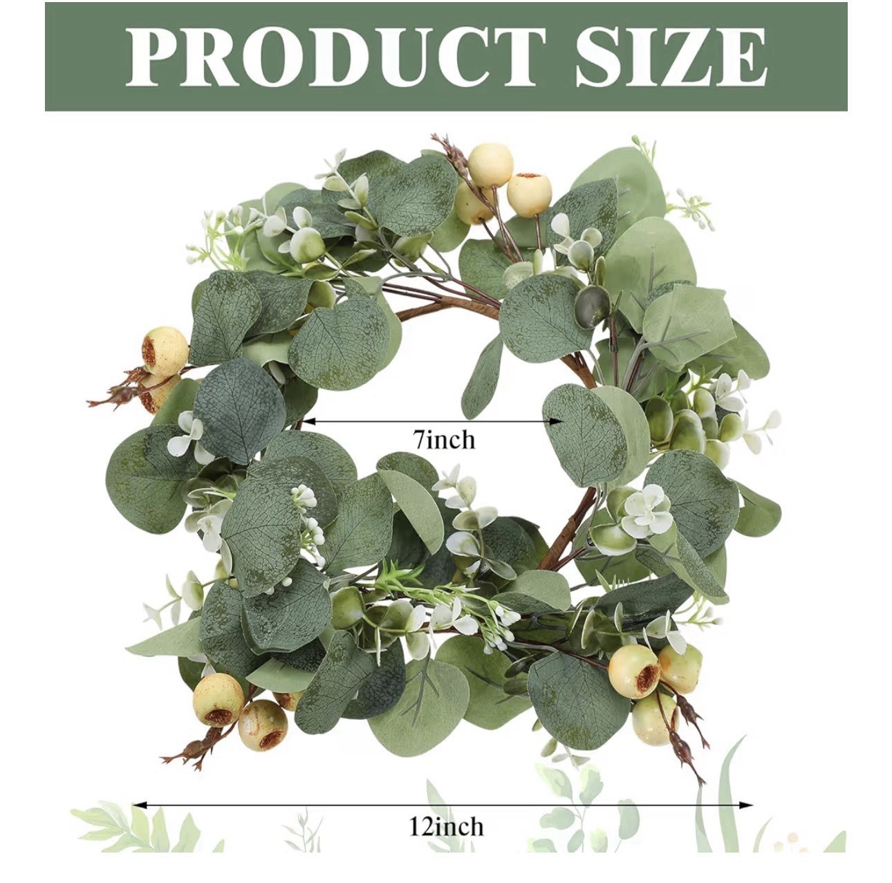Faux Eucalyptus Wreath Base 12 Inch Greenery Candle Ring DIY Craft Supply