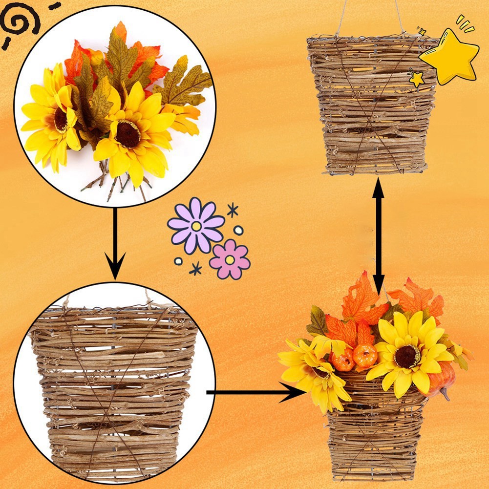 Door Decoration Flower Arrangement Small Flower Basket Rattan Basket1522
