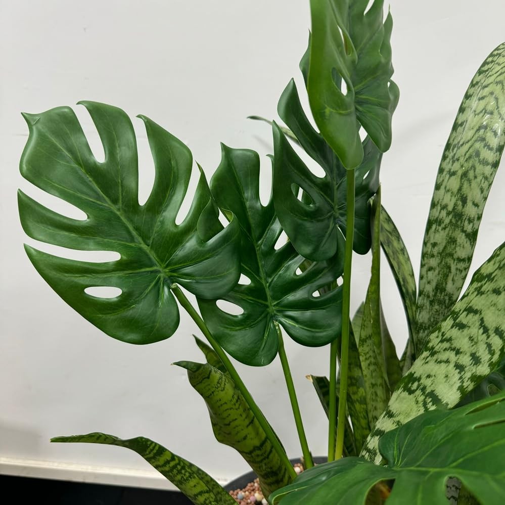 28 inch Artificial Palm Plants Leaves Faux Turtle Leaf with 7 Stems,Monstera …