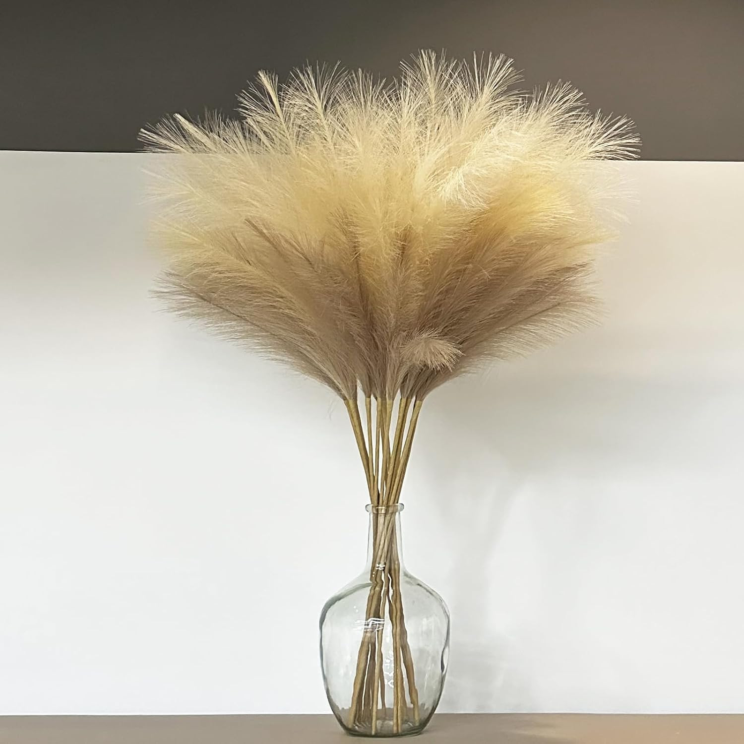 38″ 10 Stems Faux Pampas Grass Decor – Tall Pampas Grass for Floor Vase, Boho Ho