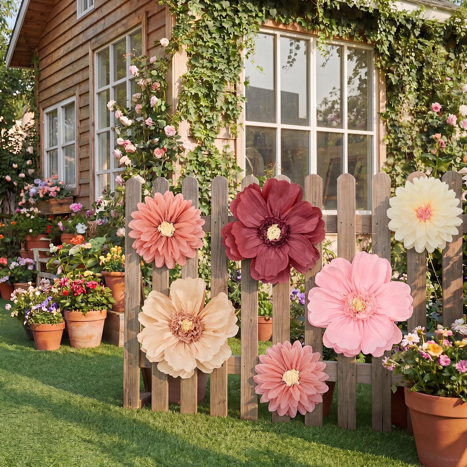 12 Pcs 31.5×20 Inch Giant Tissue Paper Flower Decor Rose Wall Floral Pom Poms