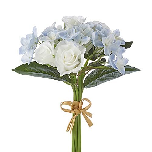 Raz Imports Boxwood 10.5″ Real Touch Rose And Hydrangea Bouquet