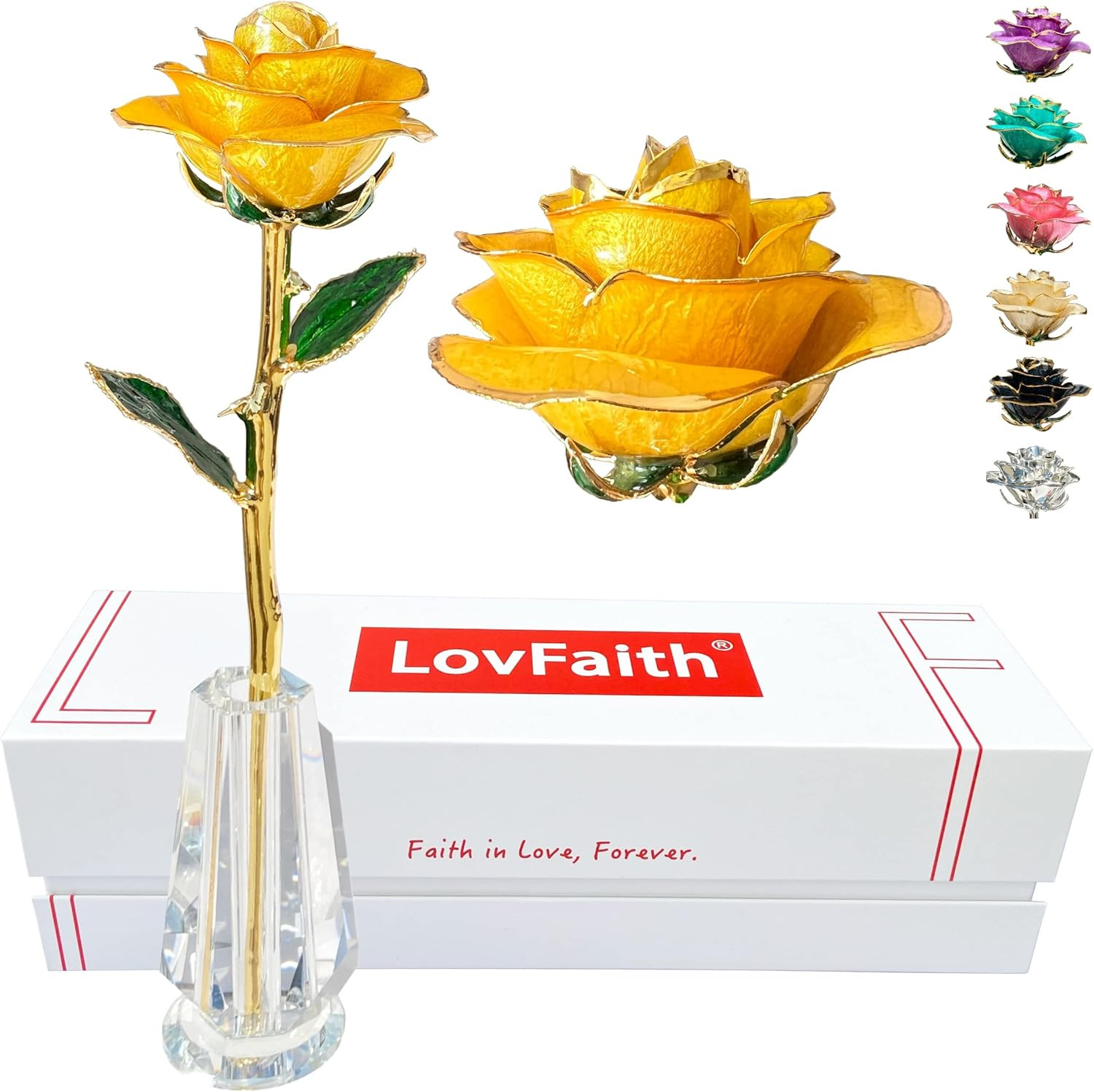 24K Gold Dipped Real Rose with Crystal Stand – Perfect Anniversary Gift