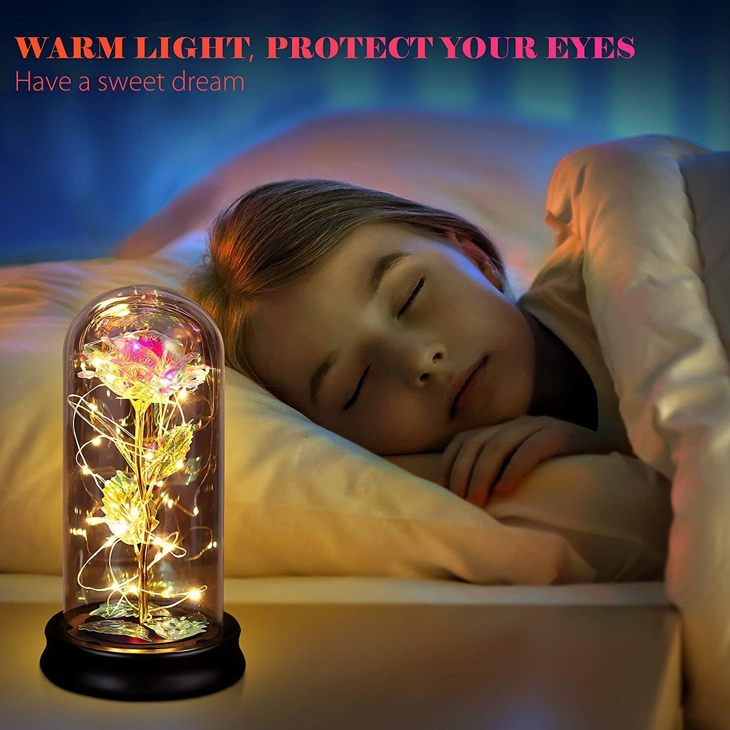 Mother’s Day for Mom Colorful Artificial Flower Rose Led Light String On The Col