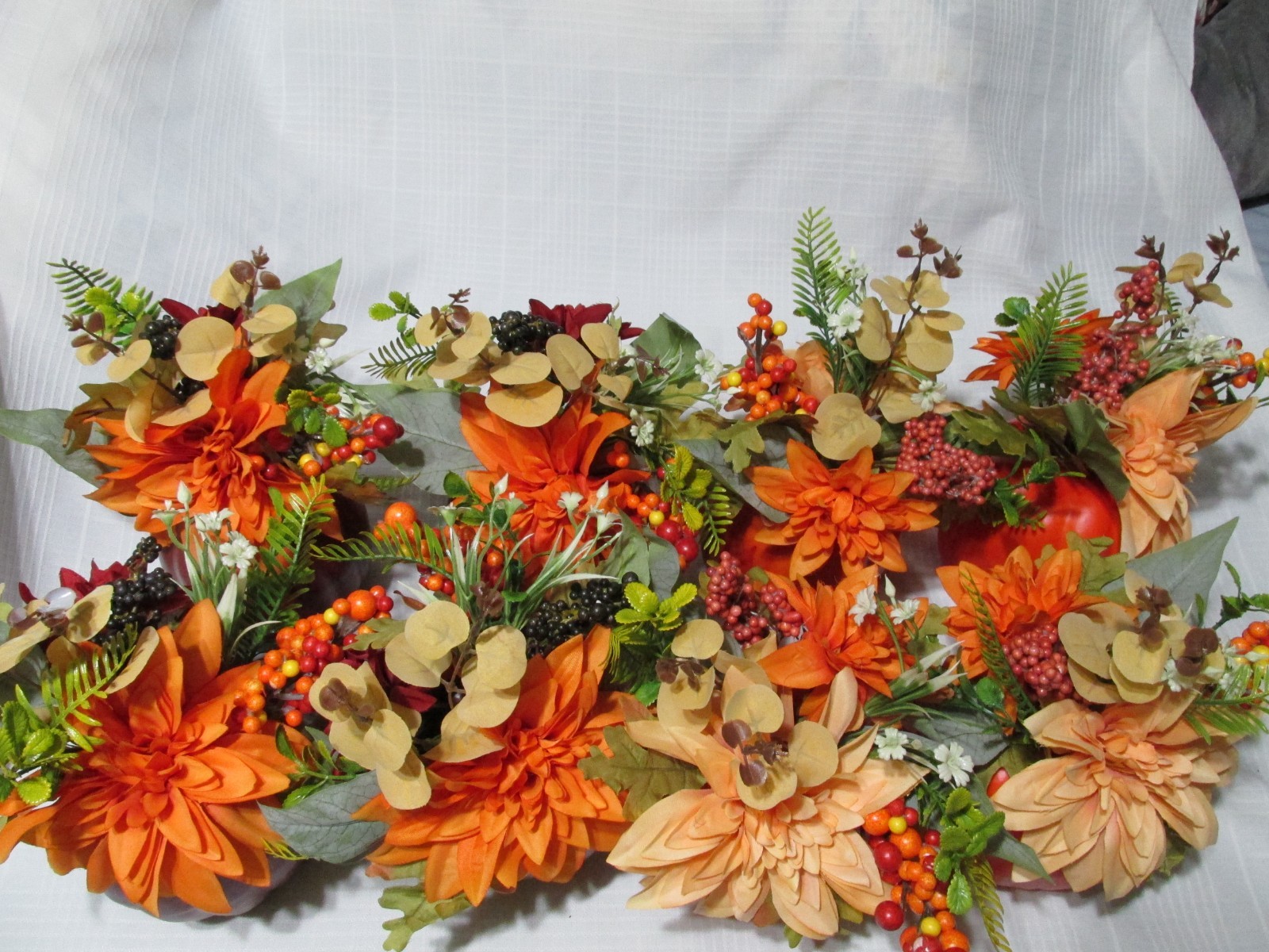 Fall Decor Centerpieces for Tables Fake Foam Pumpkin Silk Flowers Lot of 8