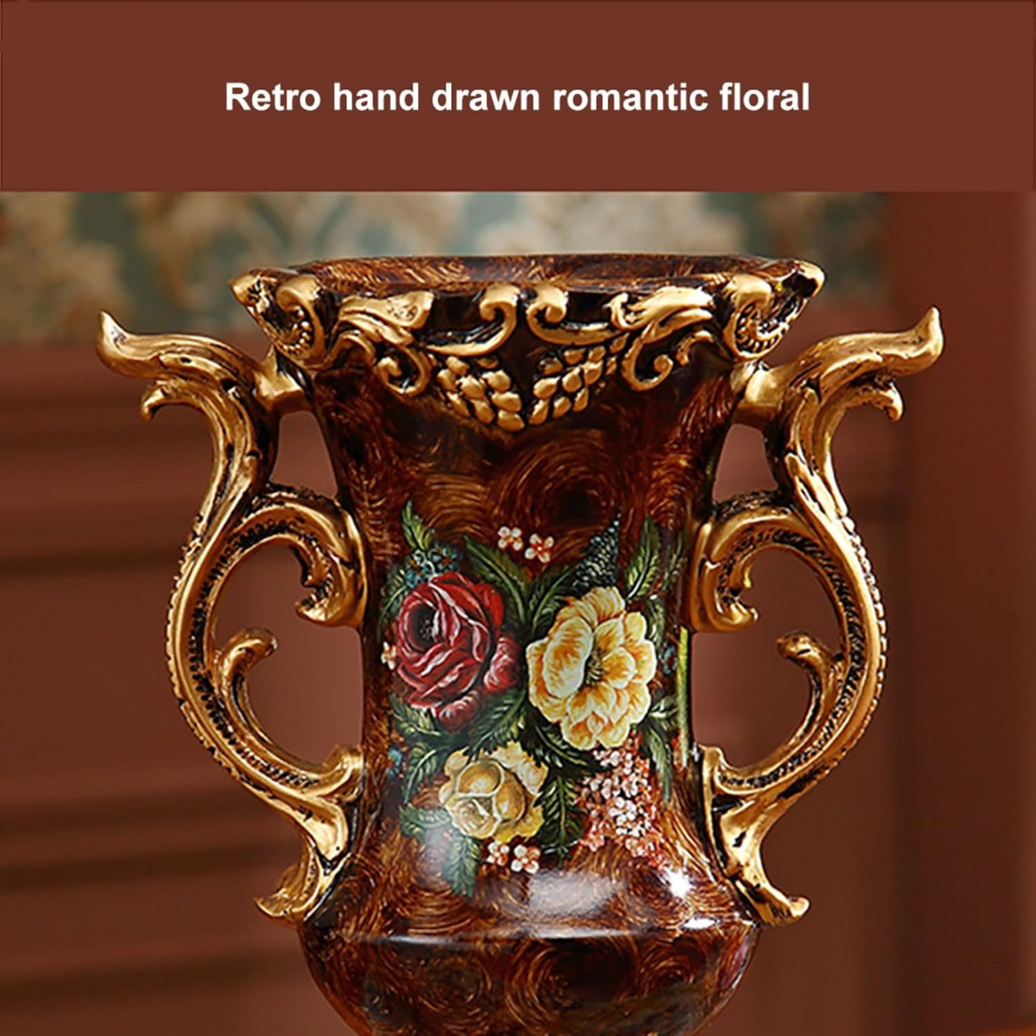 Elegant Vintage Flower Vase Set with Golden Resin Decor for Weddings & Parties