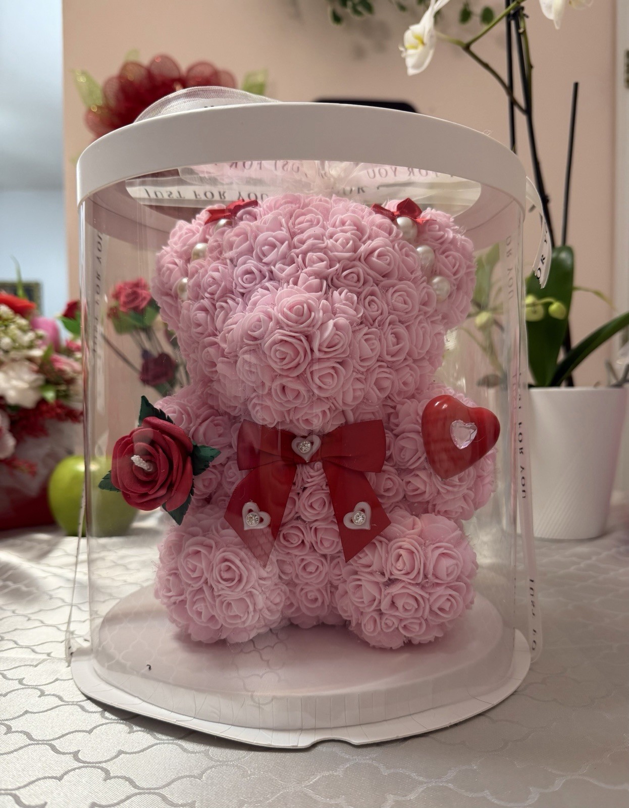 Adorable Pink Marshmallow Teddy Bear 9″-Unique Handmade Gift for Mother’s Day