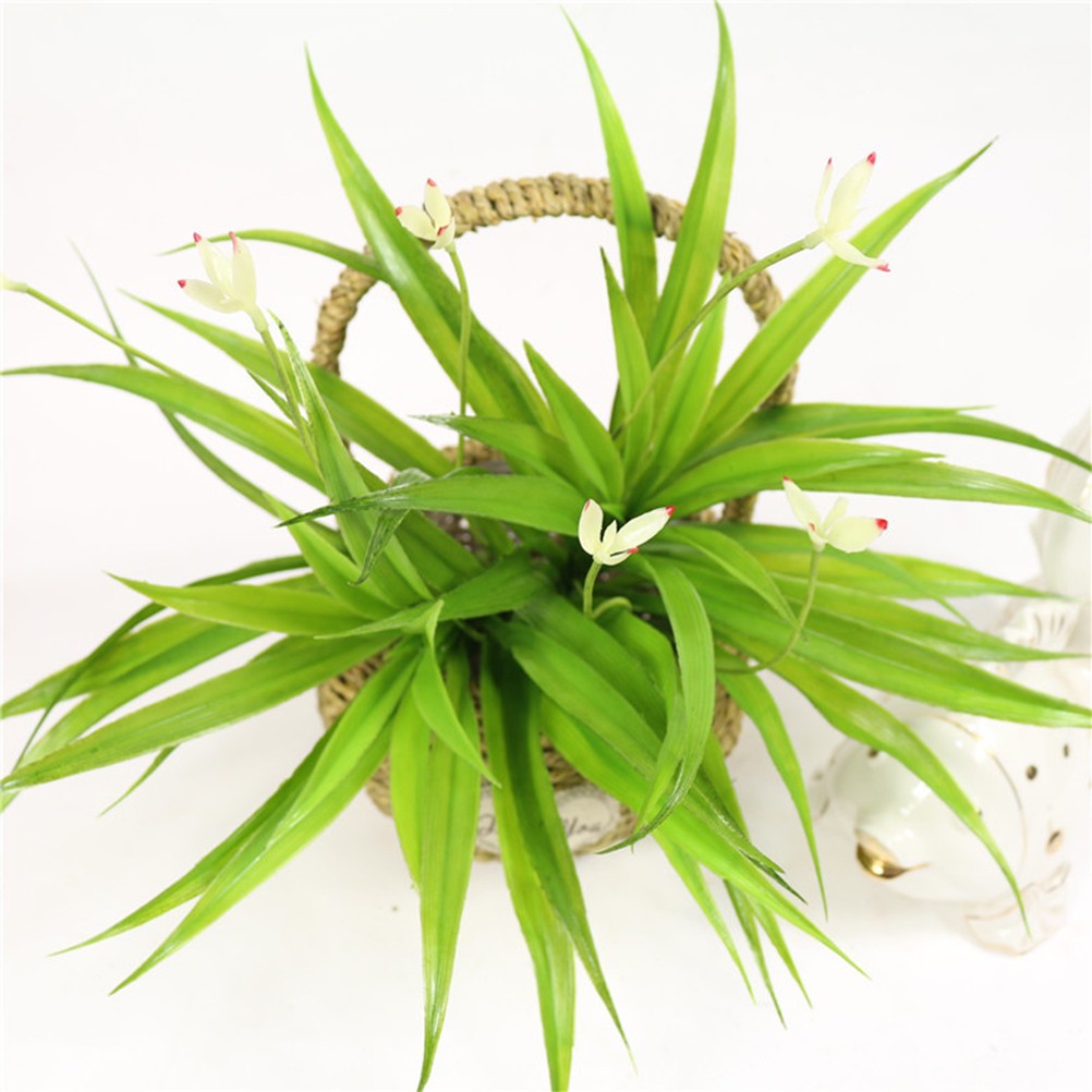 House Plants Artificial Green Decor Home Orchid Leaves Real Touch