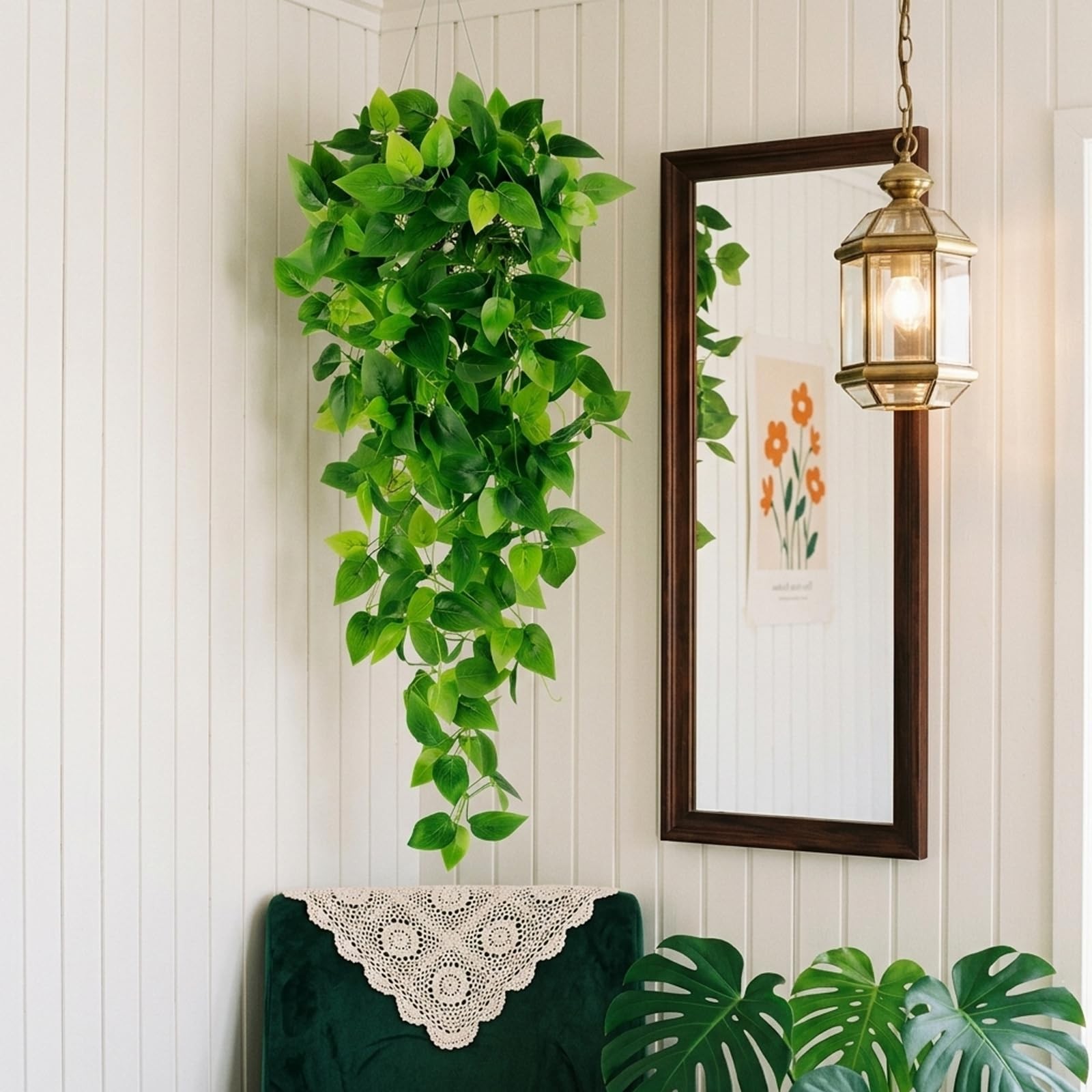 3pcs Fake Hanging Plants for Room Decor, 3.6ft Artificial Ivy Pothos Vine for…