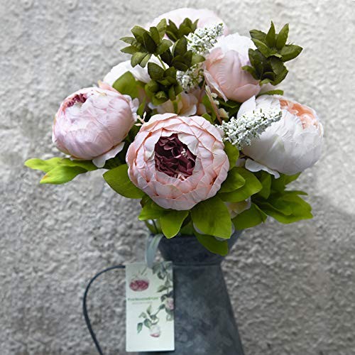 Vintage Artificial Peonies Silk Peony Flowers and Hydrangeas Rosy Pale Pink