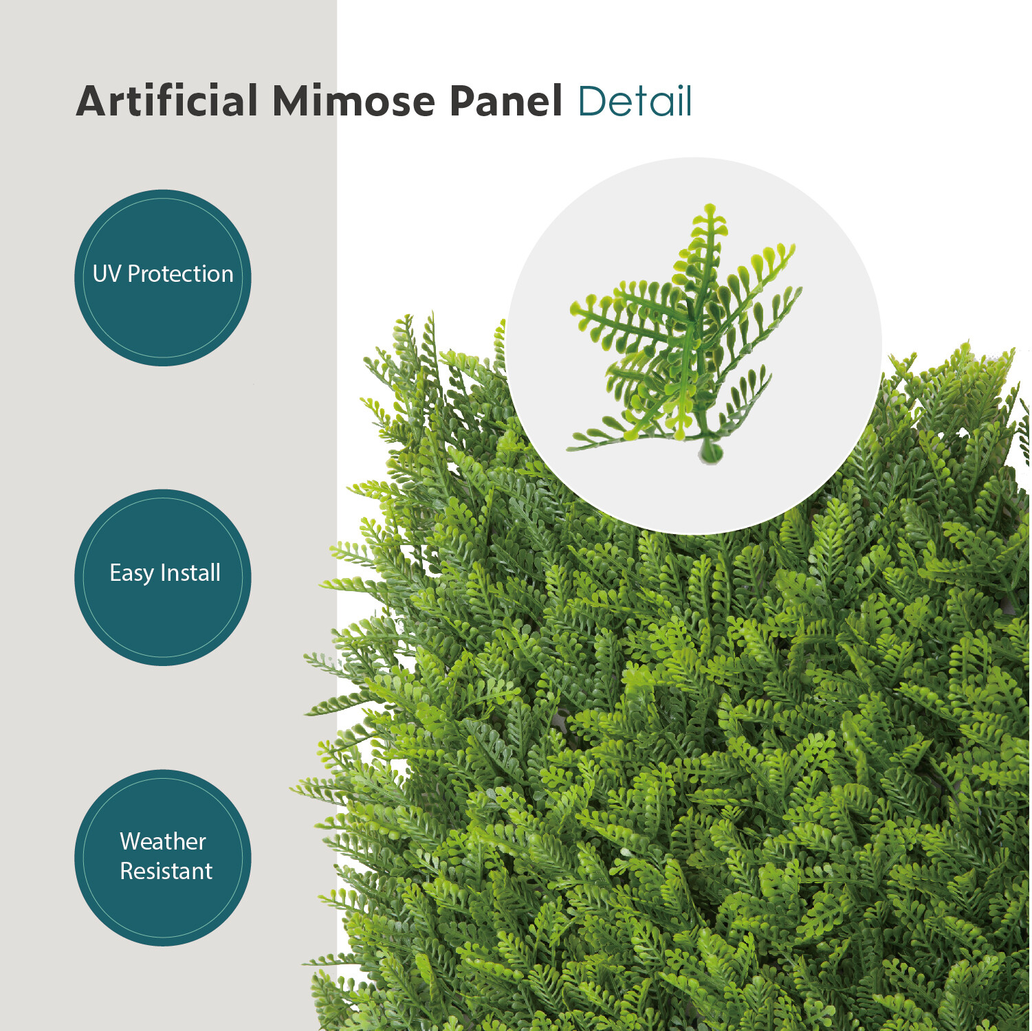 20in Artificial Faux Mimos Leave Mat Wall Hedge Decor Privacy Fence Panel Grass