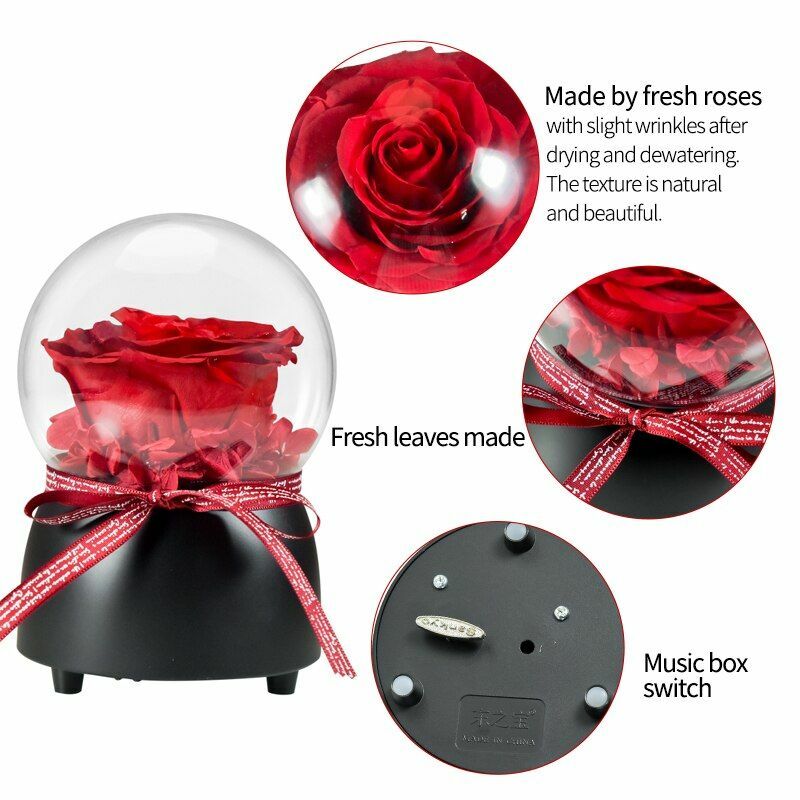 Automatic Rotating Rose Flower Love Valentine Day Birthday Romantic Gifts Womens
