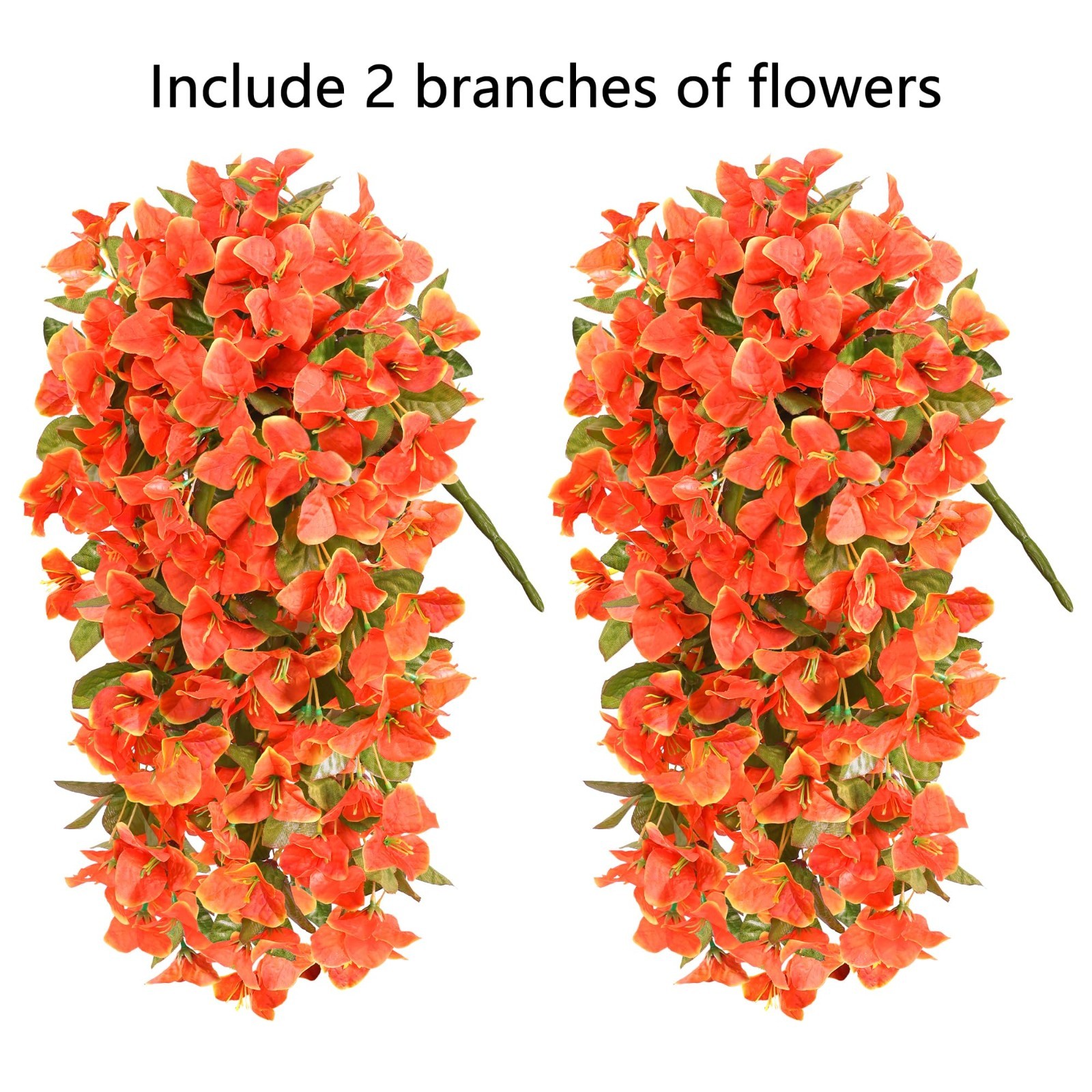 2 Pcs UV Resistant Bougainvillea Faux Silk Flowers – Long Trailing Vines for Out