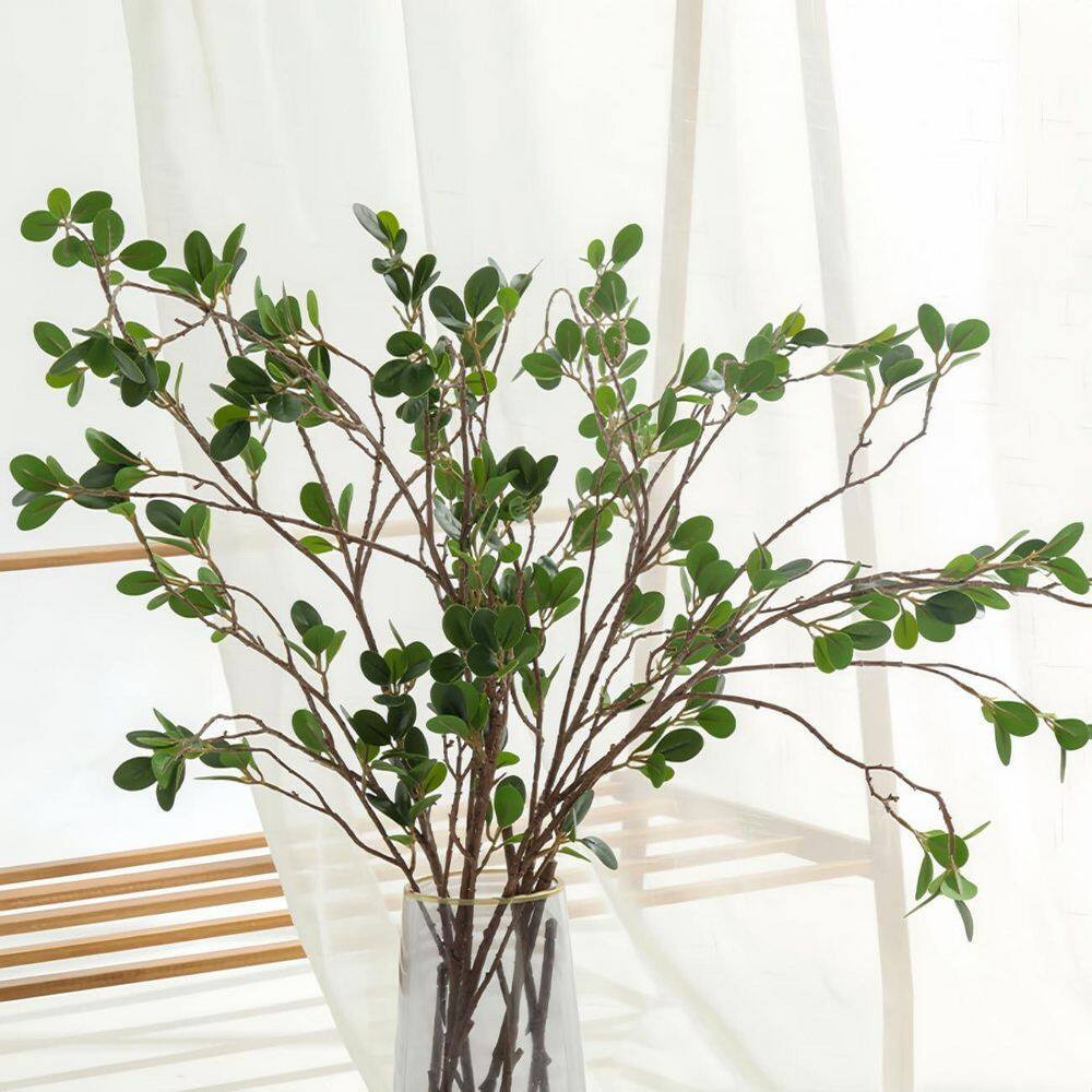 27 In. Green Artificial Ficus Tree Branches Foliage for Vase Fillers Home Office