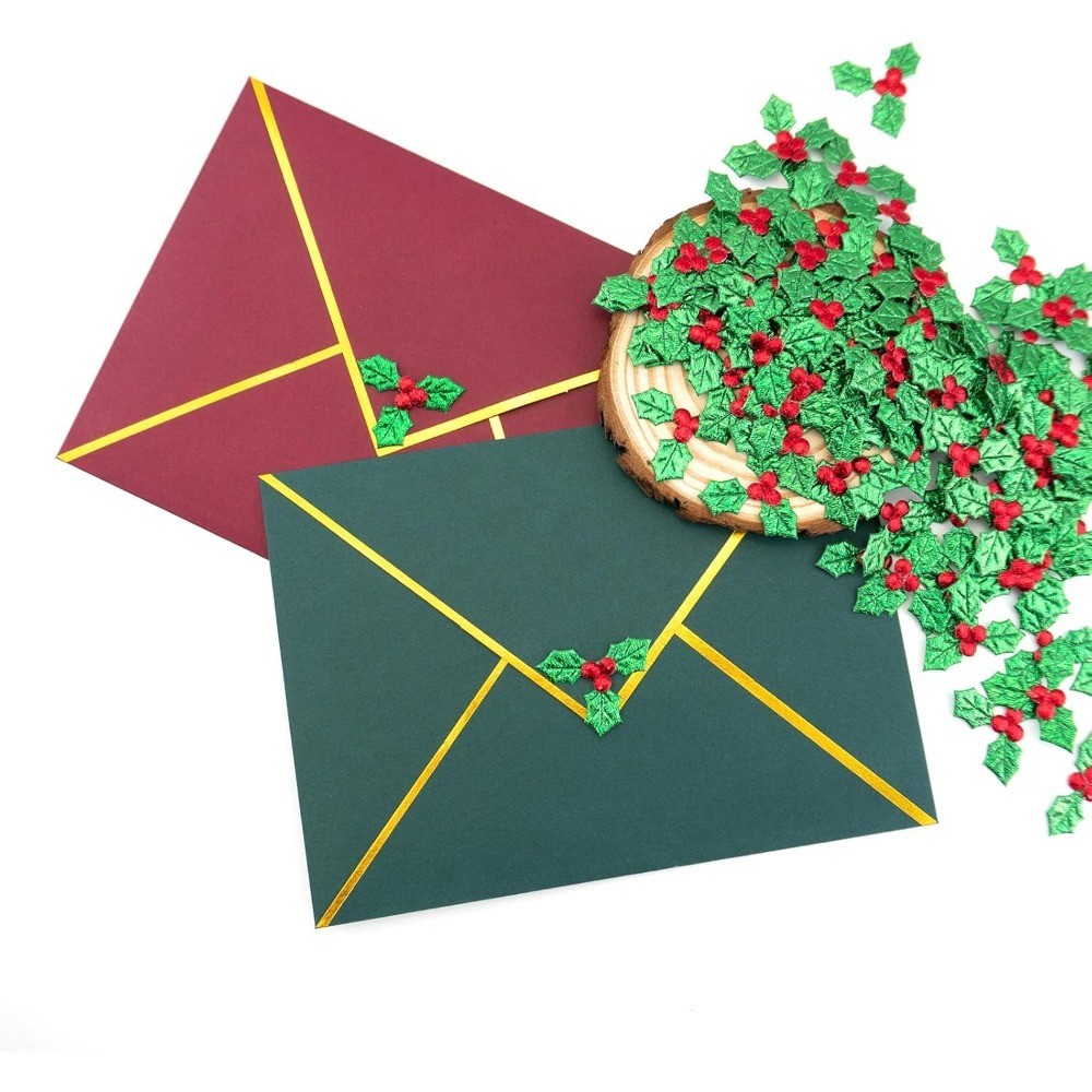Mini Artificial Holly Leaves with Berries Christmas Greenery for Wreaths Gift