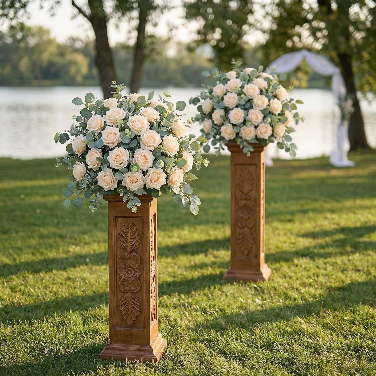 Champagne Roses Artificial Giant Flowers,50PCS 4 Inch Large Fake Roses Bulk