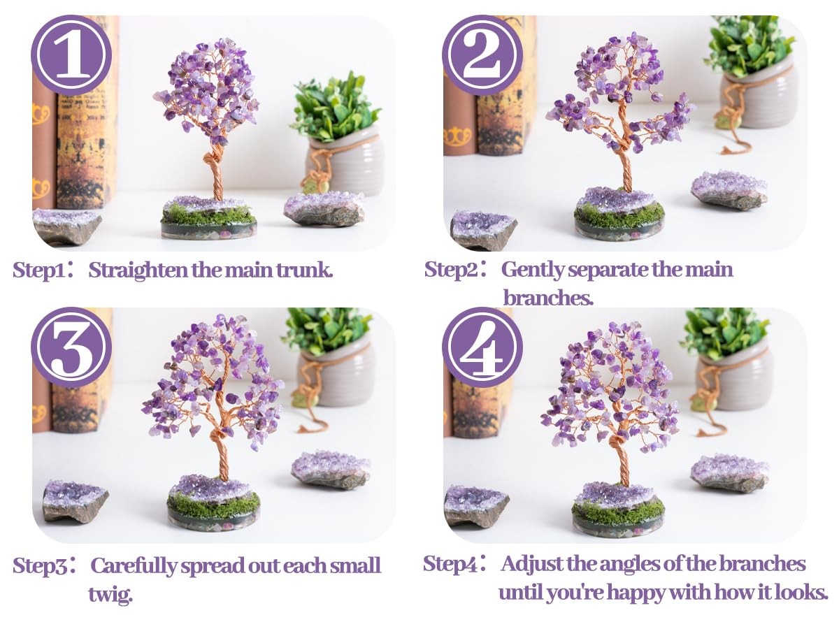 Amethyst Crystal Tree of Life Crystal Money Gemstone Tree Office Desk Decor