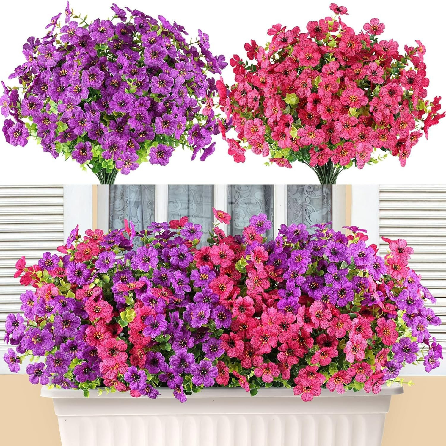 Maintenance-Free Fuchsia Silk Flowers Set – Perfect for -Round Outdoor Decor