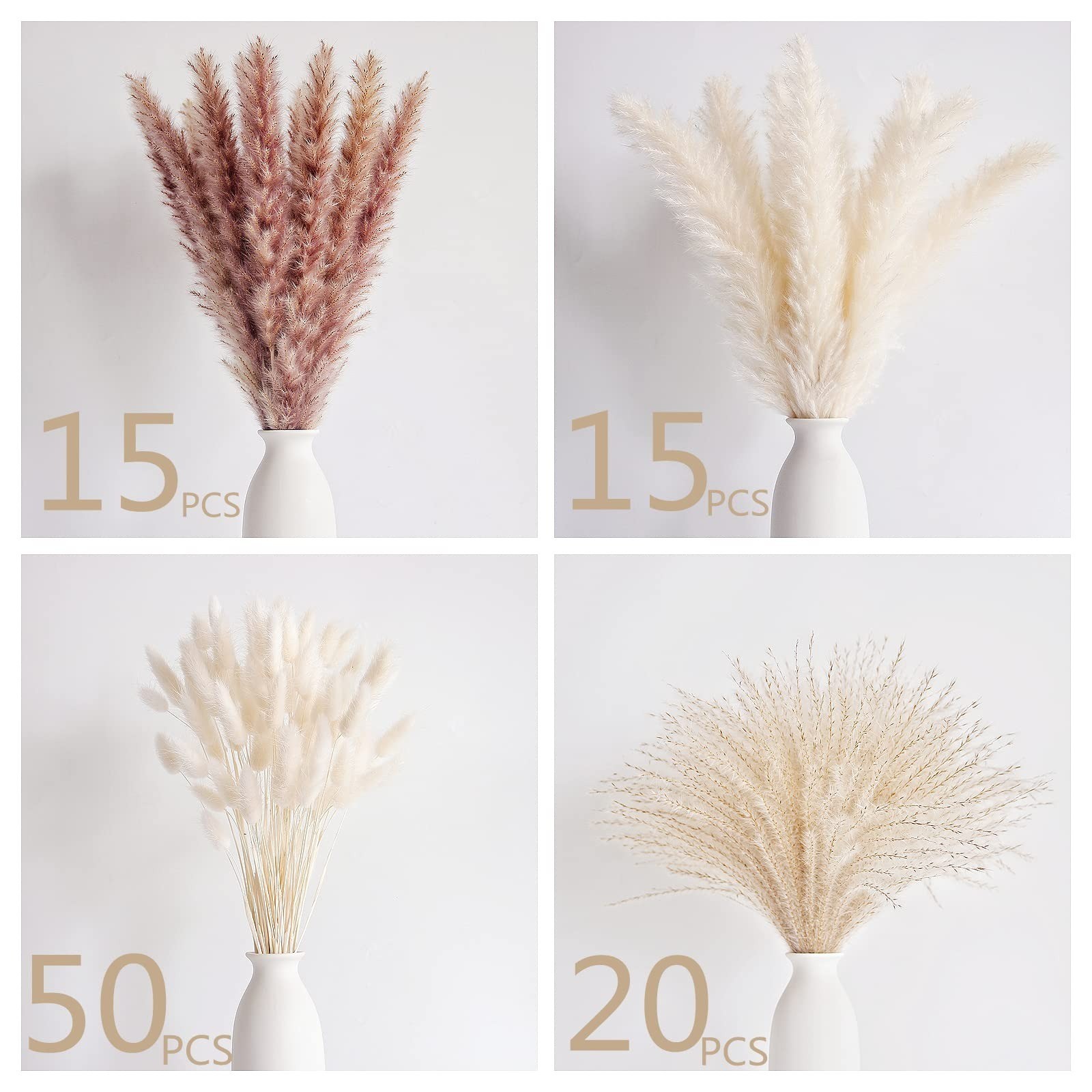 Natural Dried Pampas Grass Decor – 100 PCS for Boho Wedding & Home