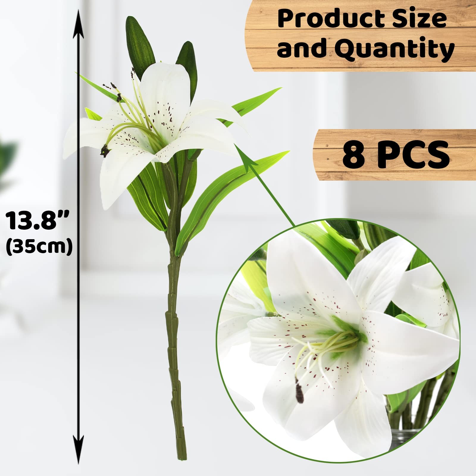 8 Pcs Artificial Tiger Lily Real Touch Easter Lily Fake Spring Flowers for We…