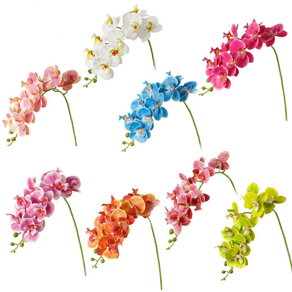 Artificial Orchid Stems Decor with 9 Phalaenopsis Flowers for Home Wedding Decor