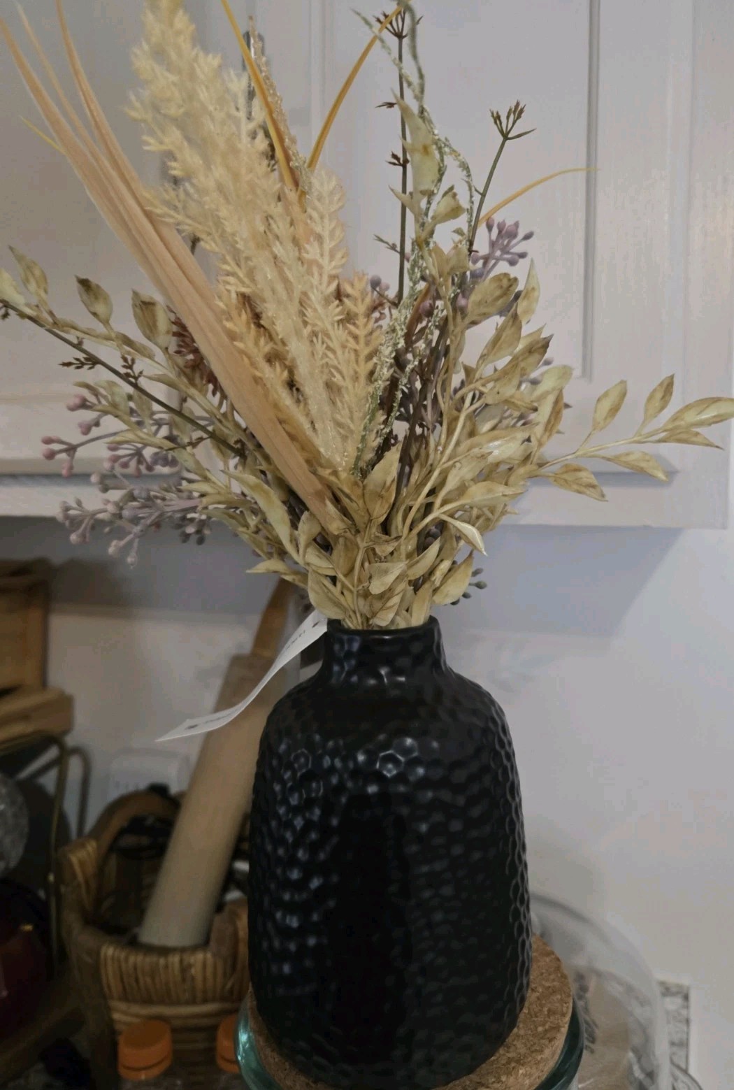 Fall Artificial Floral Arrangement In Black Ceramic Vase Design