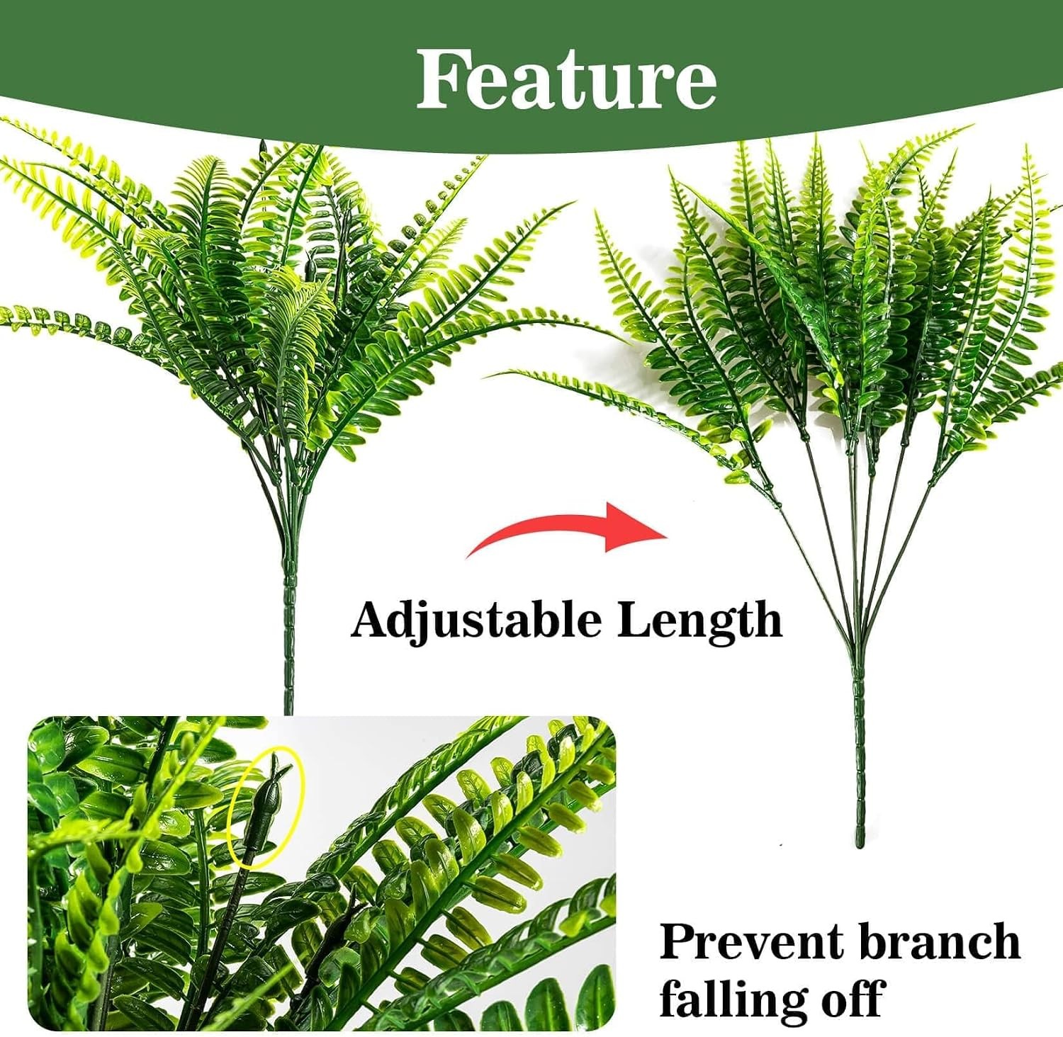 10 Pcs Fake Fern Artificial Ferns Outdoors Faux Ferns Outdoor Planter Large