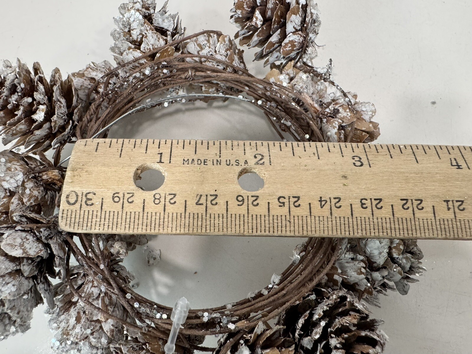 Christmas House 3″ Silver Glitter Pinecone Candle Ring or Mini Wreath, NWT
