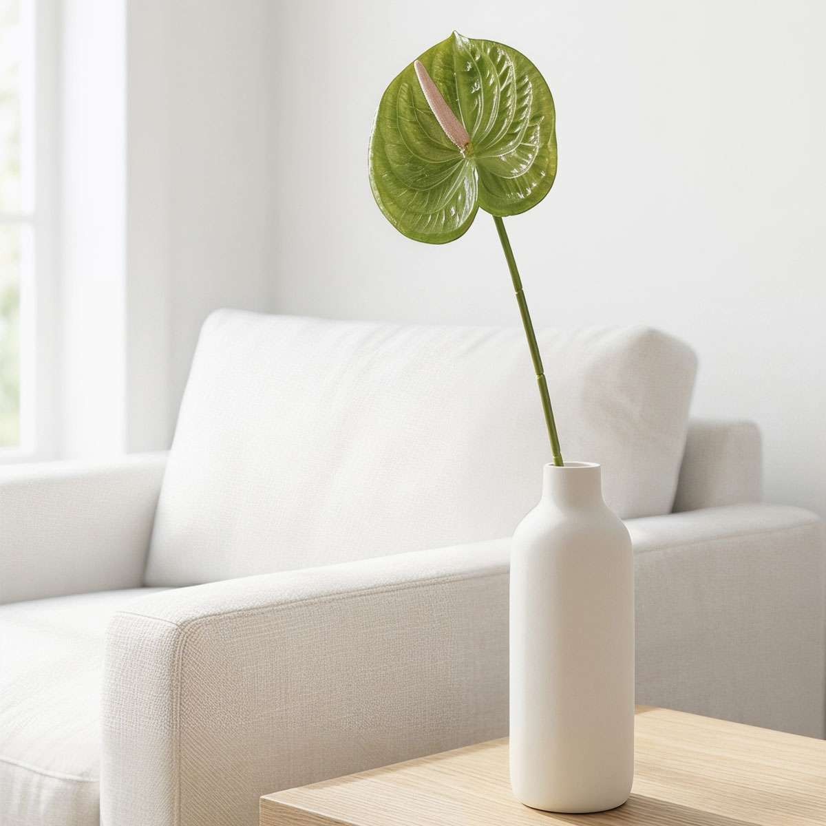 Artificial Anthurium Flowers Fake Flamingo Lily Single Stem Bouquet Table Decor