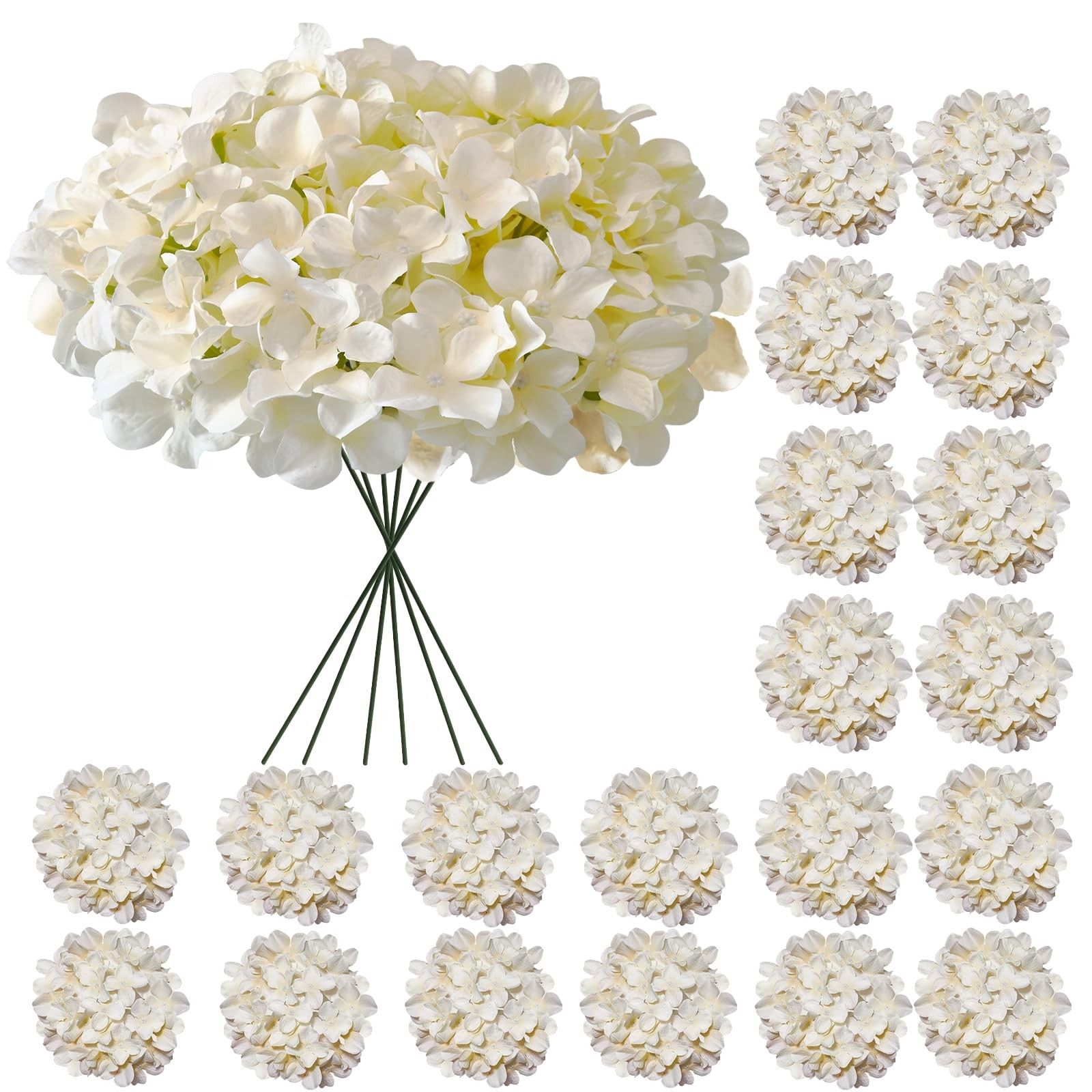 Hydrangea Artificial Flowers, 20 Pcs Champagne Hydrangea Artificial Flowers B…