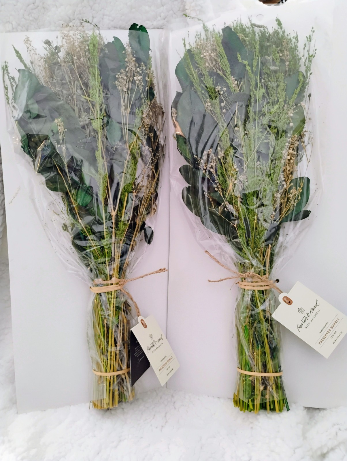 Lot of 2 Hearth & Hand Preserved Mixed Leaf with Magnolia & Grass Spring Bundle