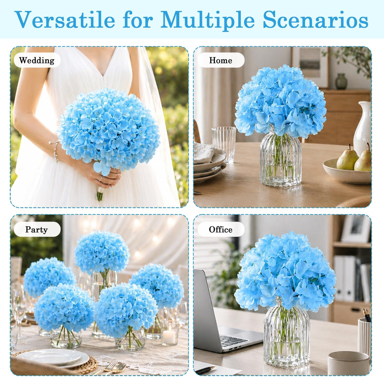 Bulk Artificial Hydrangeas 104PCS with Zip Tie Fastening, Silk Hydrangea Flow…