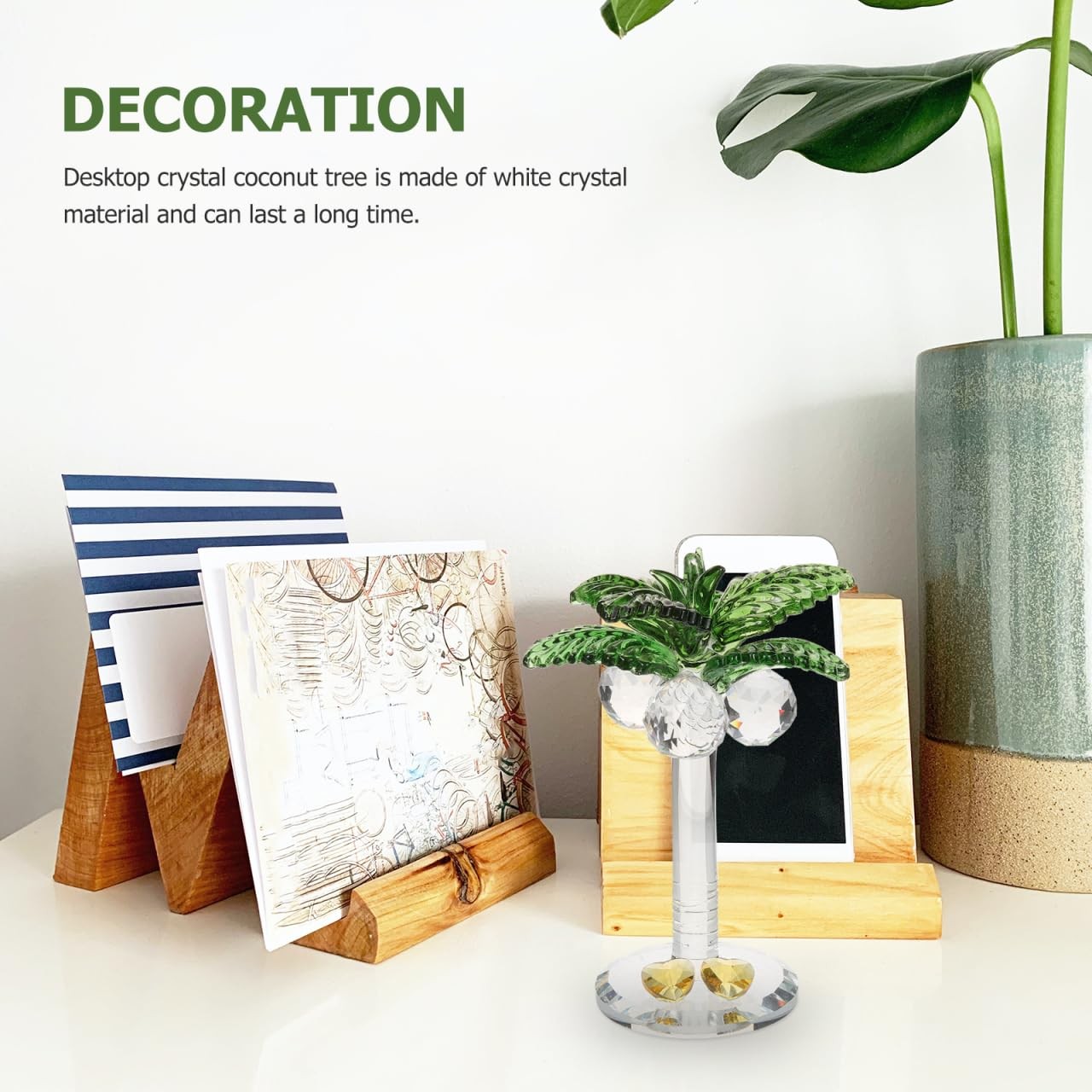 Crystal Coconut Tree Ornament 3.93 Inch Artificial Palm Figurine Home Decor