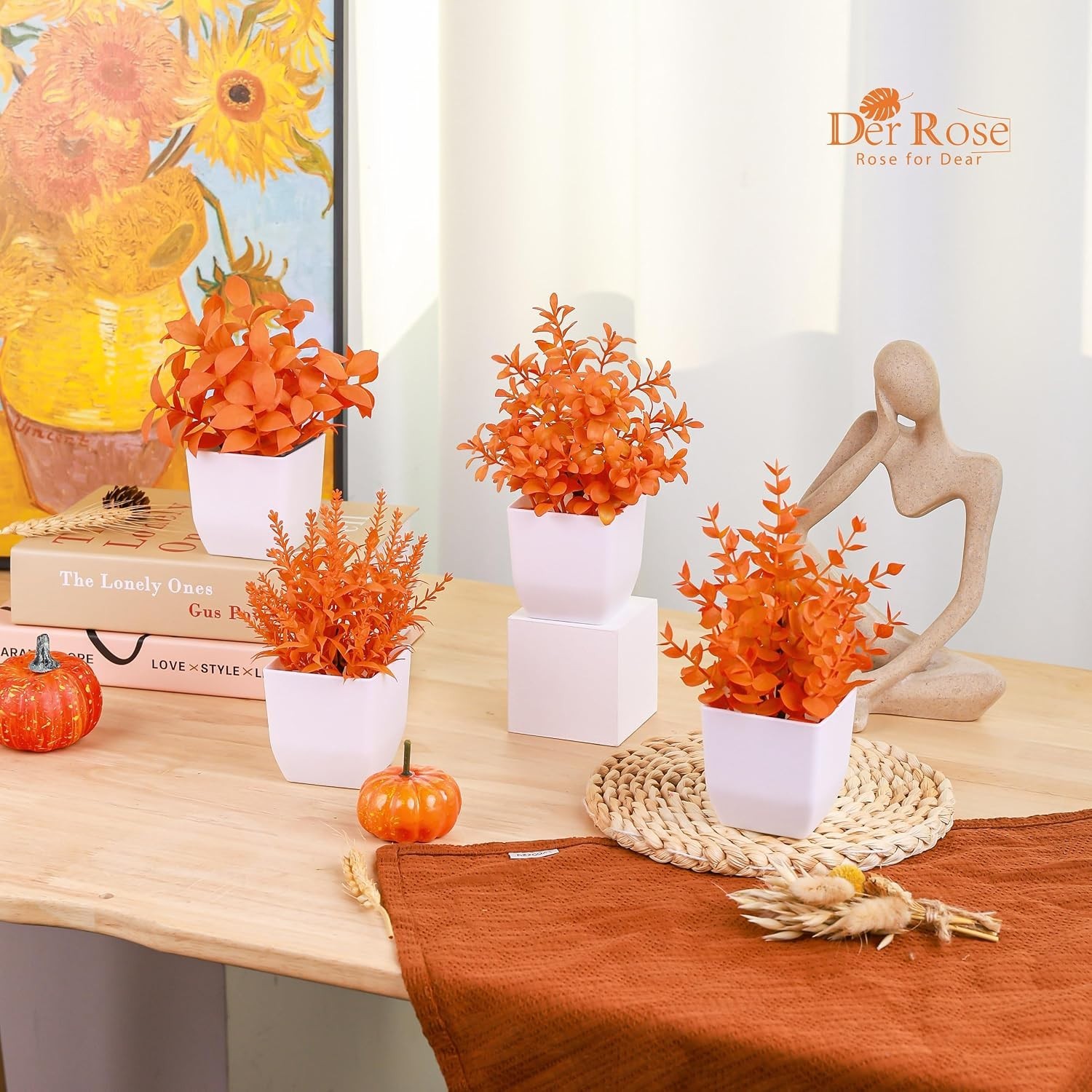 Chic 4 Pack of Fall Faux Plants – Versatile Accent for Home and Office