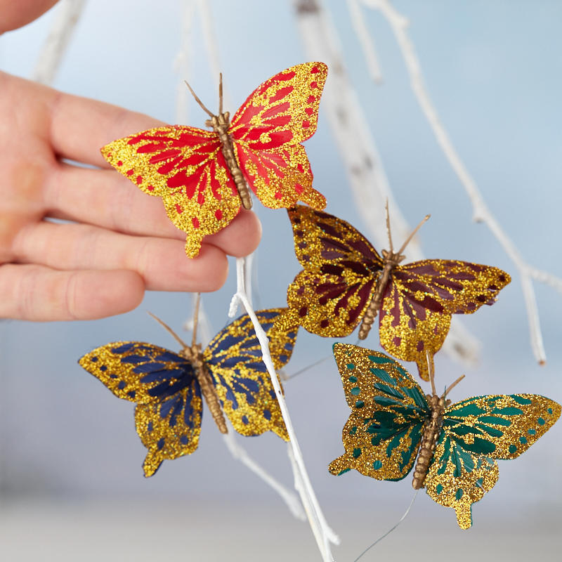 Pack of 24 Assorted Gold Glittered Artificial 2-3/4″ Monarch Butterflies