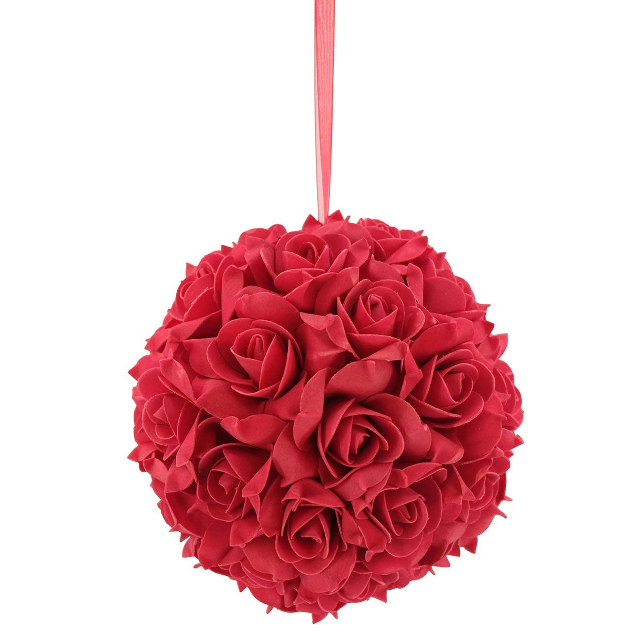 2 PCS 8in Artificial Red Kissing Flower Balls Roses Home Wedding Decor