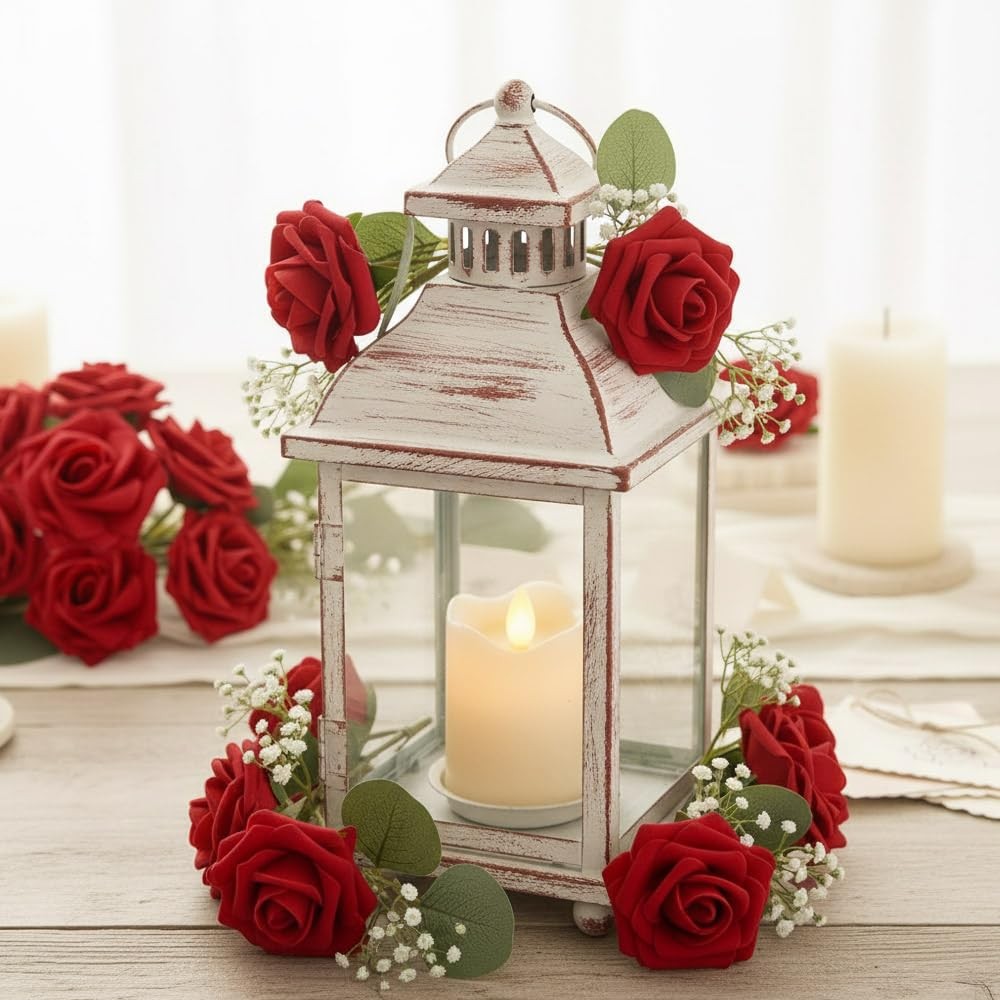 Artificial Flowers, 25 Pcs Red Foam Fake Roses Bulk for Flower Decoration DIY…