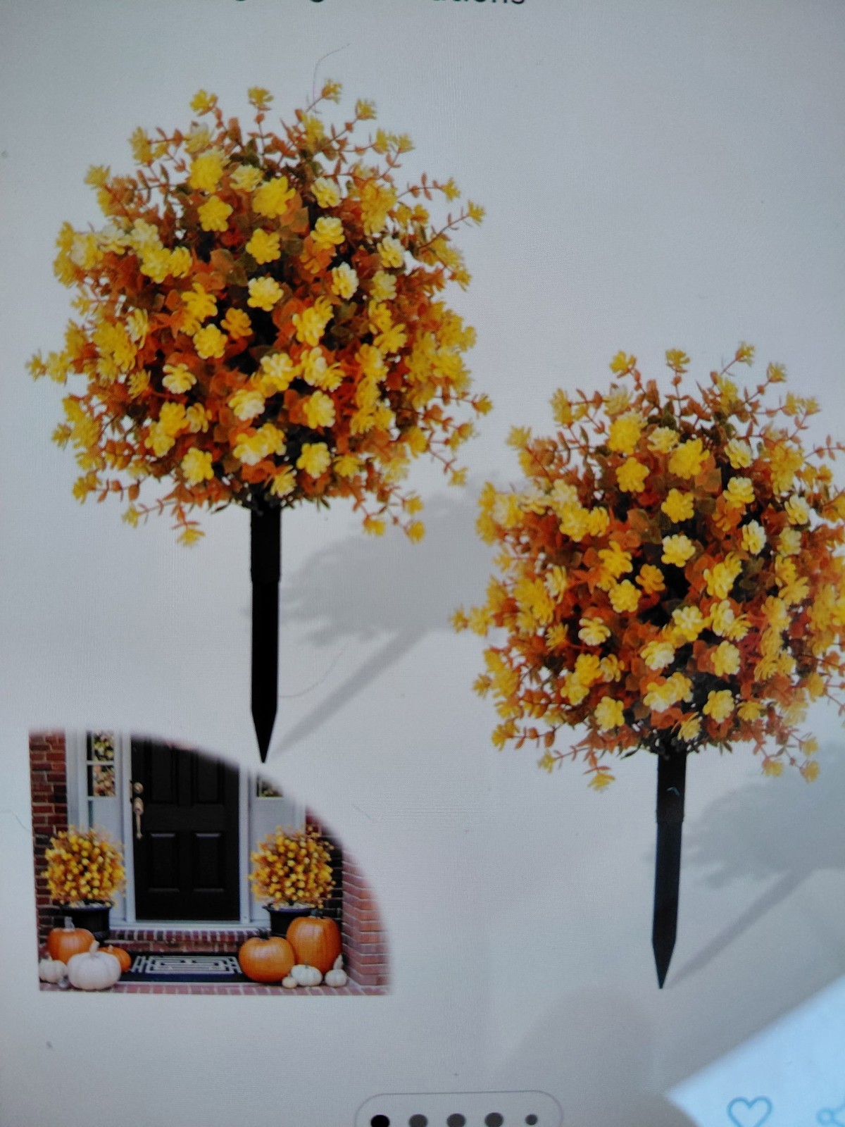 Fall Orange Artificial Flowers With Ground Stakes 2 pack 21 Inch UV…