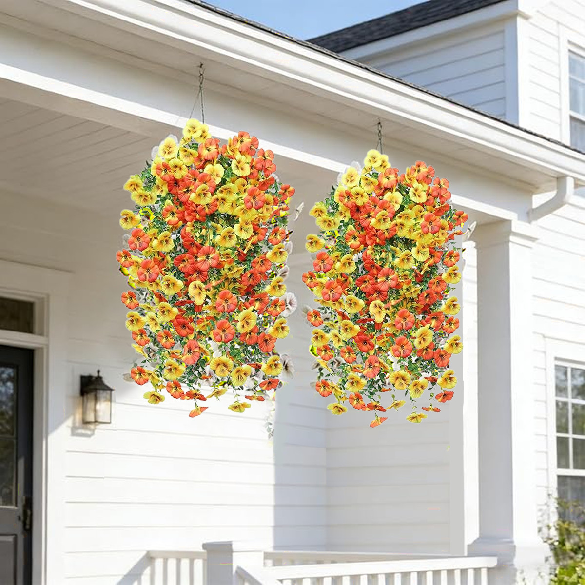 4 Pcs Artificial Flowers UV Resistant No Fade Fake Hanging Flowers Plants Faux