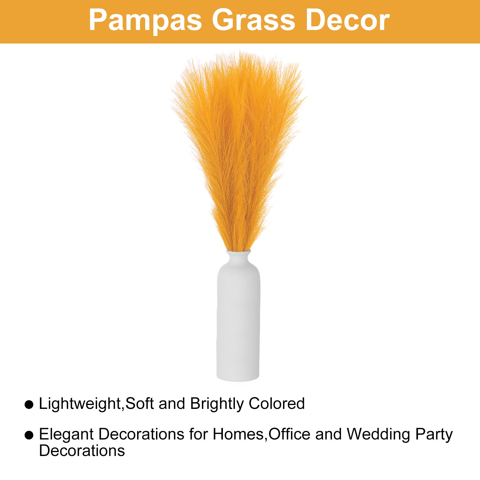 30PCS Faux Pampas Grass Decor, 17″/43cm Artificial Fluffy Grass Stems, Gold