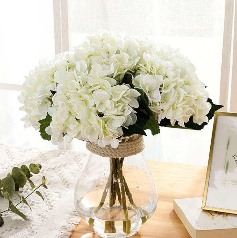 5 pcs Hydrangea Artificial 18″ Royal Real Touch Hydrangea Heads with Stems